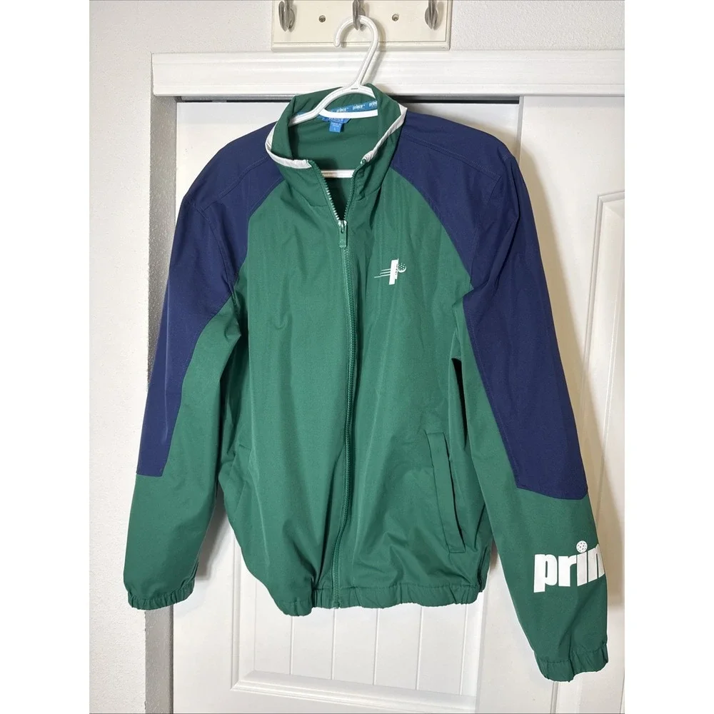 Prince Mens Lg Pickleball Tennis Green Windbreaker Full Zip Long Sleeve Jacket